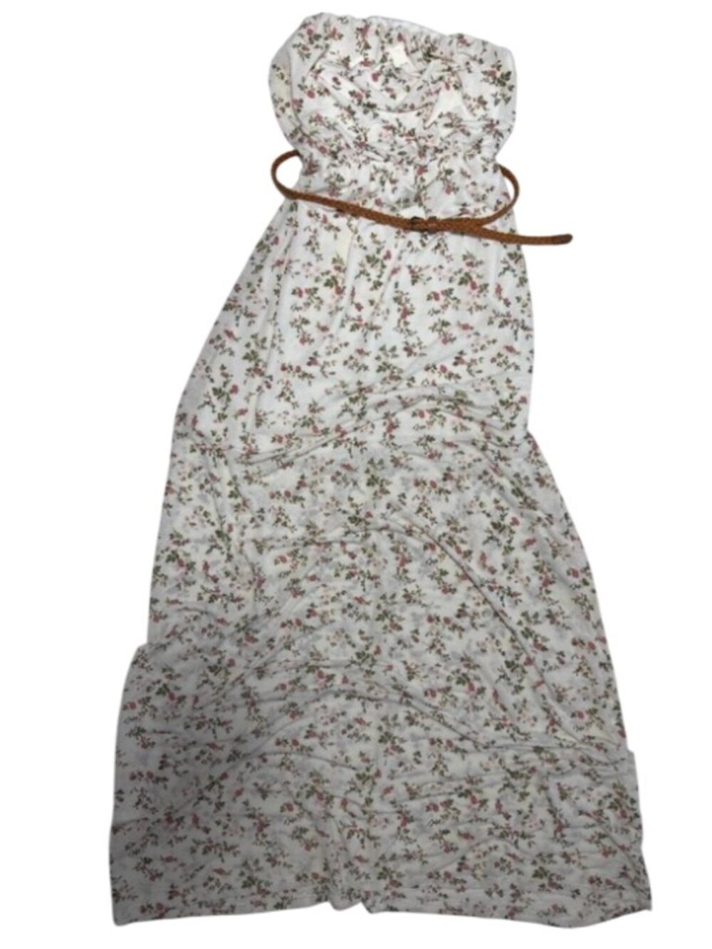 Stella Tweed Floral Strapless Maxi Dress Cottagecore Boho Size M